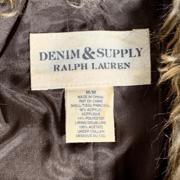 Vintage Y2K Ralph Lauren Denim & Supply Faux Fur Long Vest Boho Western Medium - Picture 8 of 12